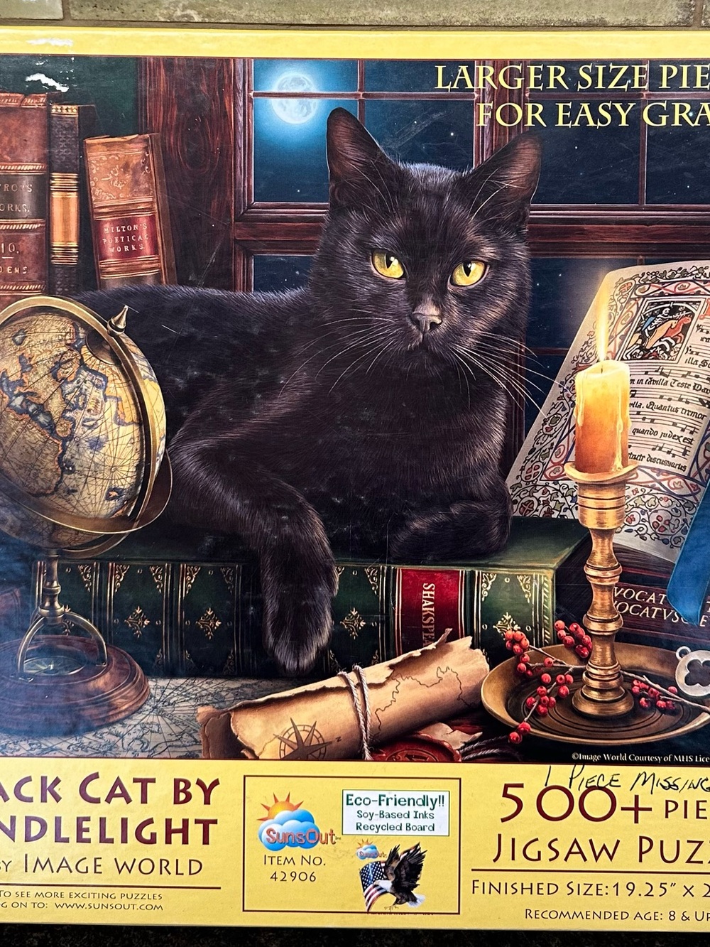 Sunset Black Cat by Candlelight Jigsaw Puzzle - 500 Large Format Pieces